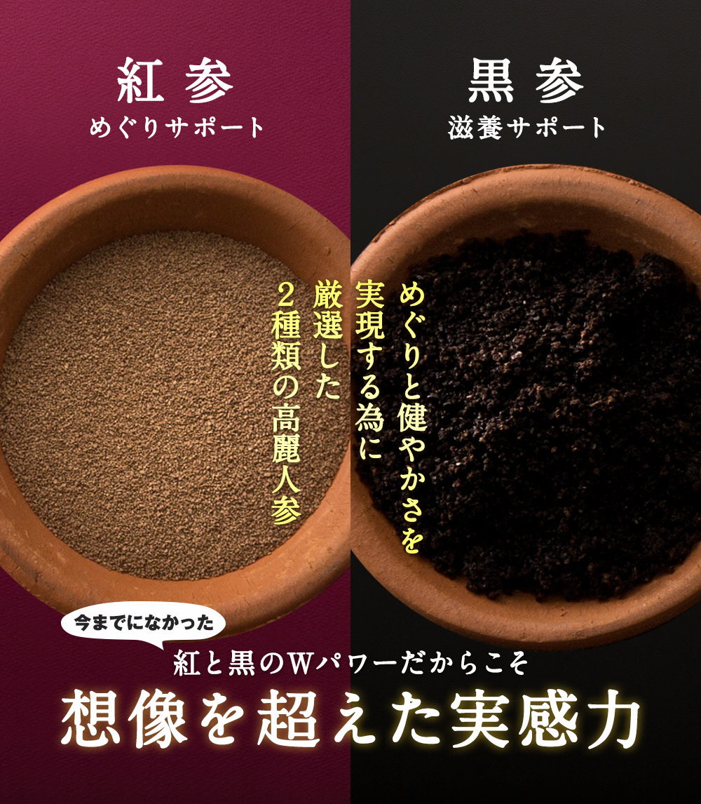 紅参と黒参だからこそ想像を超えた実感力