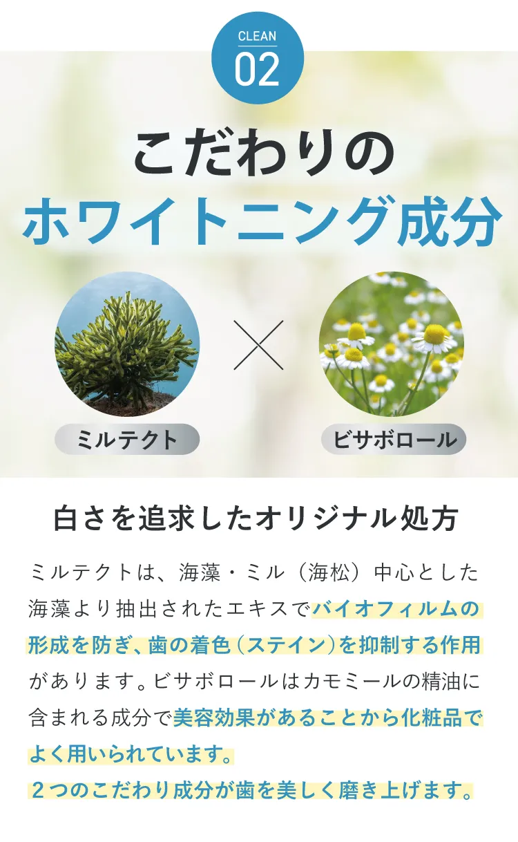 CLEAN02 独自のホワイトニング成分配合