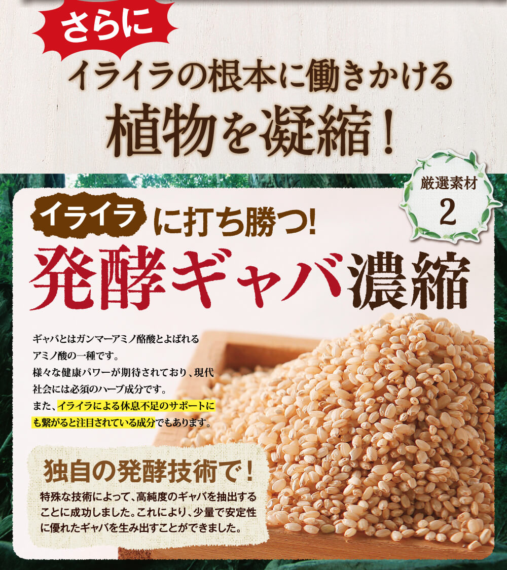 イライラに打ち勝つ！発酵ギャバ濃縮