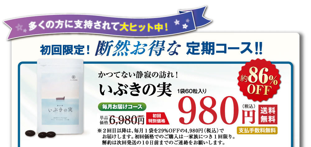 多くの方に支持されて大ヒット中。かつてない静寂の訪れ！いぶきの実