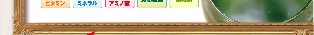 クロレラは、アミノ酸だけでなく、６台栄養素全てが濃縮されている