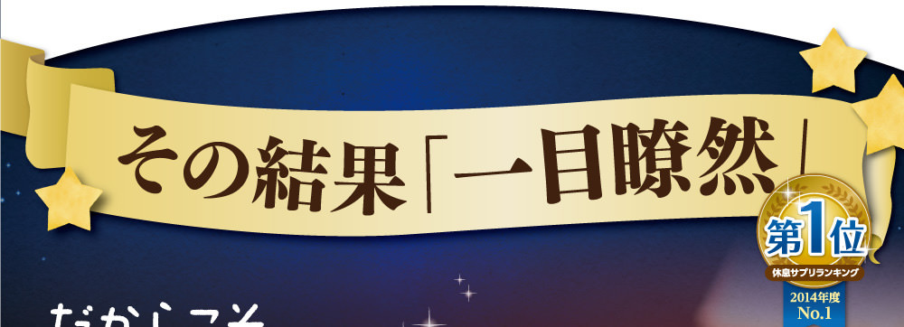 その結果一目瞭然。休息サプリランキング2014年No.1